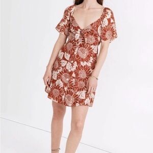 Madewell silk tie front dress
